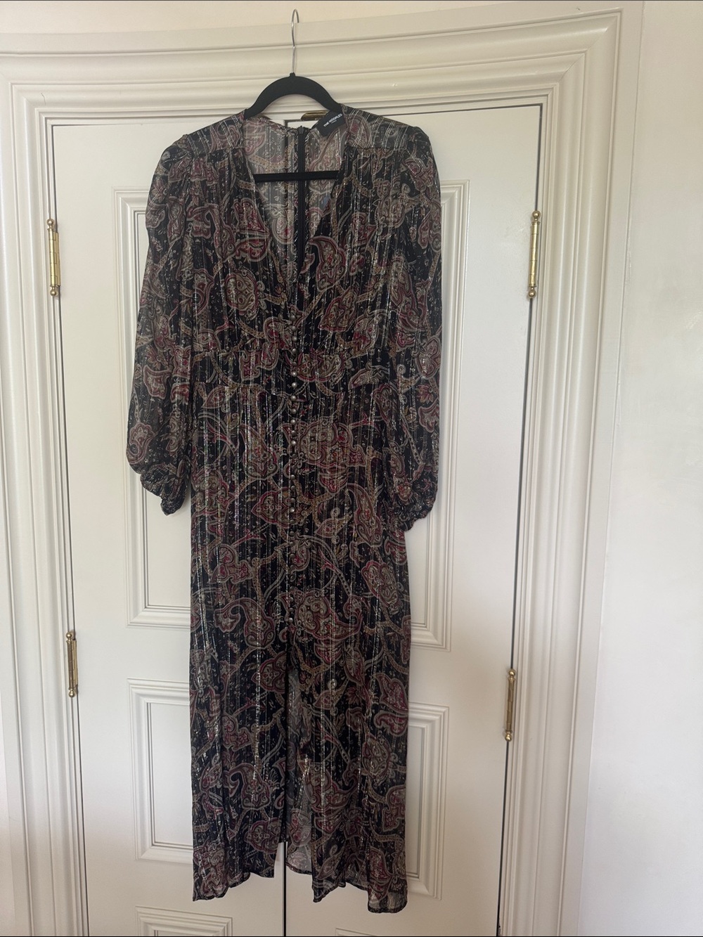 Black Paisley Midi Dress